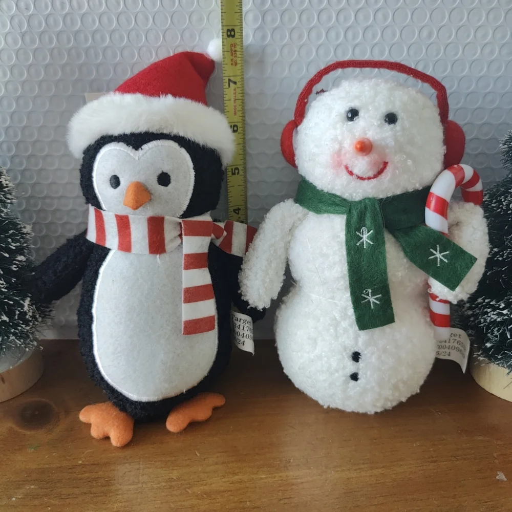 Set Of 2 Snowman Penguin Plush Christmas 2024 NWT 7-8” Target T